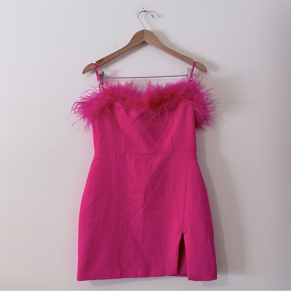 Judith March Strapless Feather Mini Dress